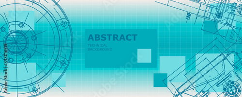 Mechanical instrument making. Abstract engineering drawing. Engineering technological wallpaper