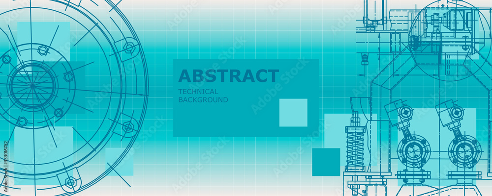 Obraz premium Mechanical instrument making. Abstract engineering drawing. Engineering technological wallpaper