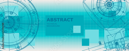 Mechanical instrument making. Abstract engineering drawing. Engineering technological wallpaper
