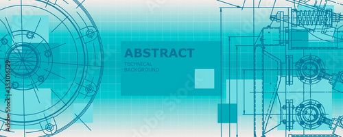 Mechanical instrument making. Abstract engineering drawing. Engineering technological wallpaper