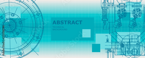 Mechanical instrument making. Abstract engineering drawing. Engineering technological wallpaper