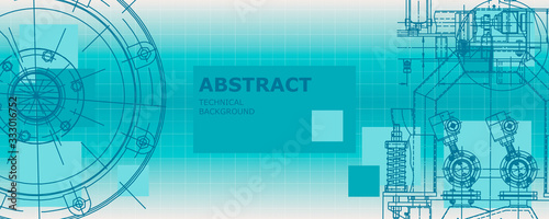Mechanical instrument making. Abstract engineering drawing. Engineering technological wallpaper