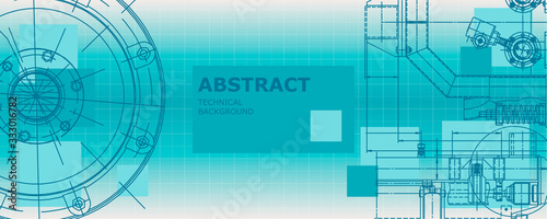 Mechanical instrument making. Abstract engineering drawing. Engineering technological wallpaper
