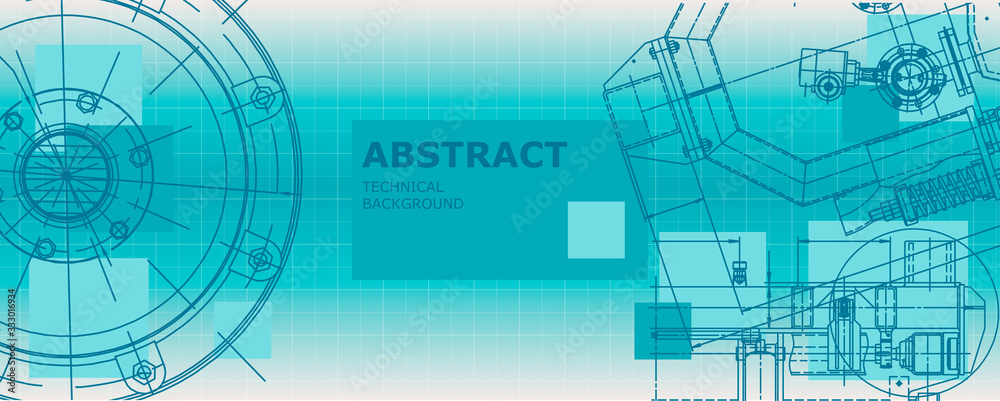 Mechanical instrument making. Abstract engineering drawing. Engineering technological wallpaper