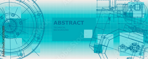 Mechanical instrument making. Abstract engineering drawing. Engineering technological wallpaper