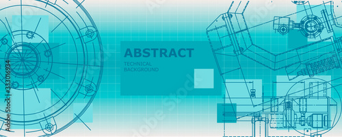 Mechanical instrument making. Abstract engineering drawing. Engineering technological wallpaper