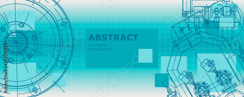 Mechanical instrument making. Abstract engineering drawing. Engineering technological wallpaper