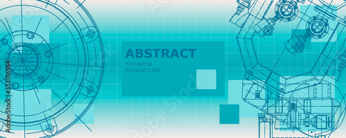 Mechanical instrument making. Abstract engineering drawing. Engineering technological wallpaper