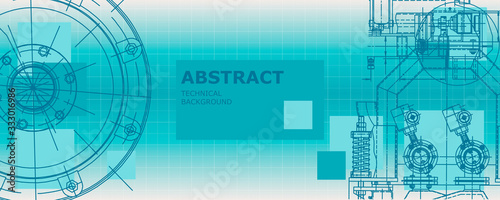 Mechanical instrument making. Abstract engineering drawing. Engineering technological wallpaper