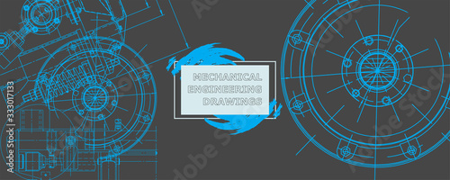 Metal construction. Engineering wallpaper made with circles and lines