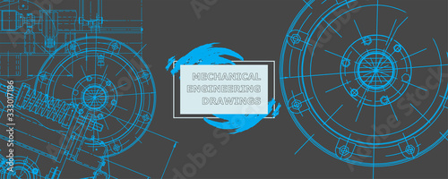 Metal construction. Engineering wallpaper made with circles and lines