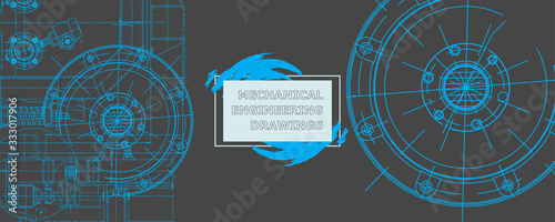 Metal construction. Engineering wallpaper made with circles and lines