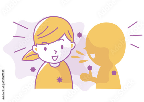 密接した会話での感染症リスクを描いたイラスト