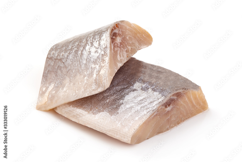 Salted herring, isolated on white background.