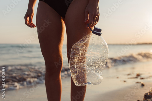 Plastic bottles in the beach