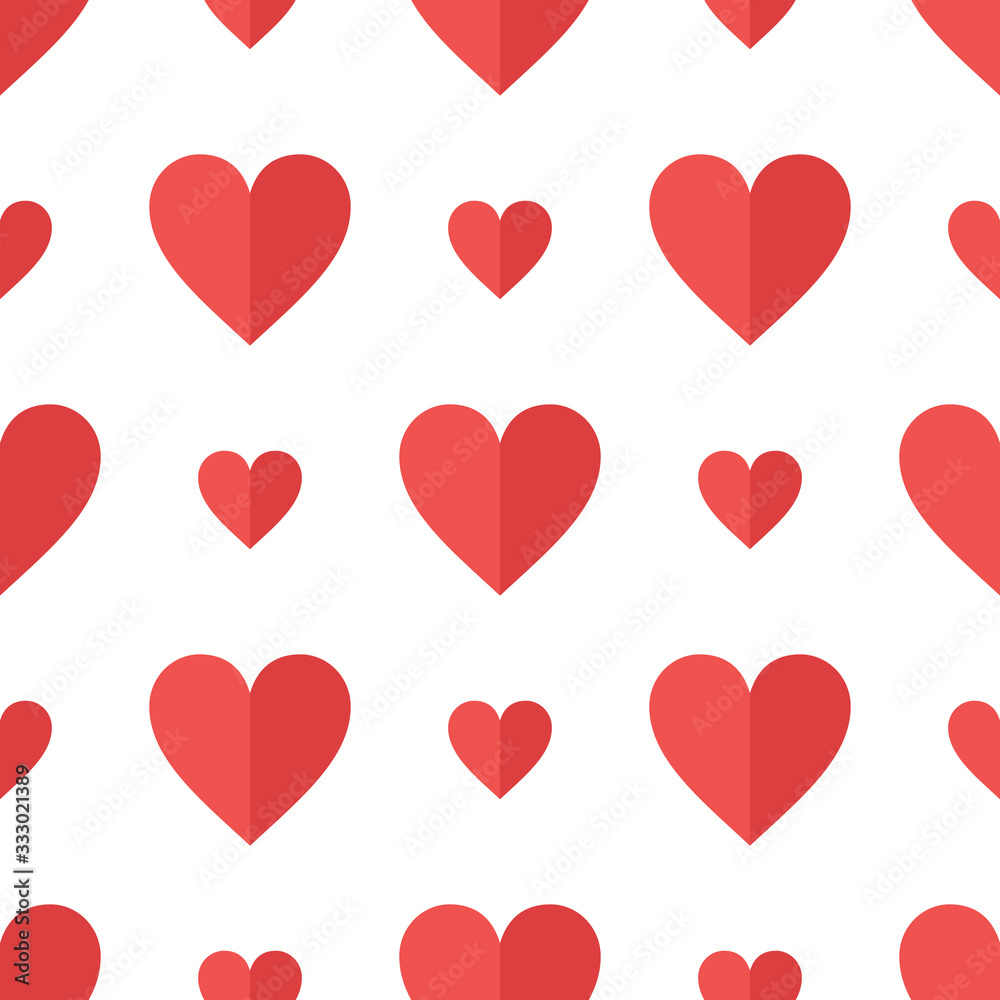 Red hearts seamless pattern. Abstract geometric wrapping texture. Packaging design in flat style. Suitable for gift wrap or greeting card to Valentines day. Vector eps8 illustration. Red hearts seamless pattern. Abstract geometric wrapping texture. Packaging design in flat style. Suitable for gift wrap or greeting card to Valentines day. Vector eps8 illustration.