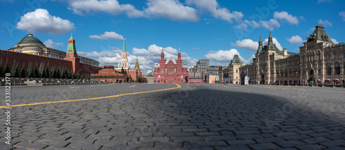Canvas Print Russia, Moscow - March 23, 2020: Panorama of Red Square in Moscow, Russia withou