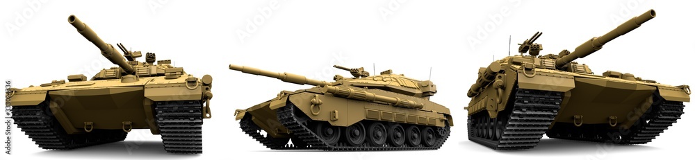 orange modern tank with fictional design isolated on white background, army power concept - high resolution military 3D Illustration orange modern tank with fictional design isolated on white background, army power concept - high resolution military 3D Illustration