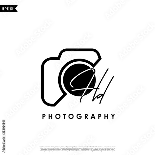 Initial Letter HD with camera. Logo photography simple luxury vector.