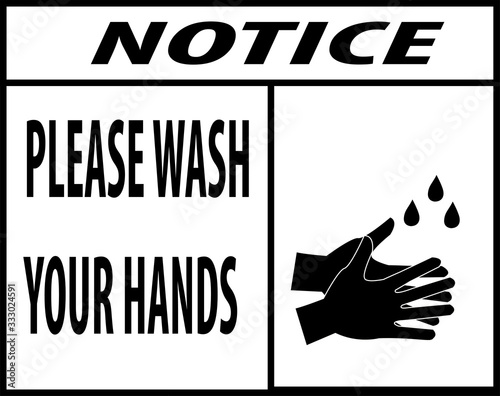 notice Wash your hands,Employees sign vector illustration