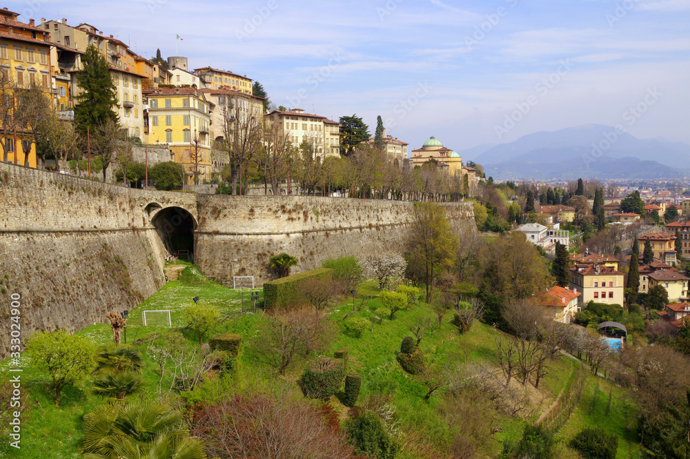 A view of the city of Bergamo in Italy.