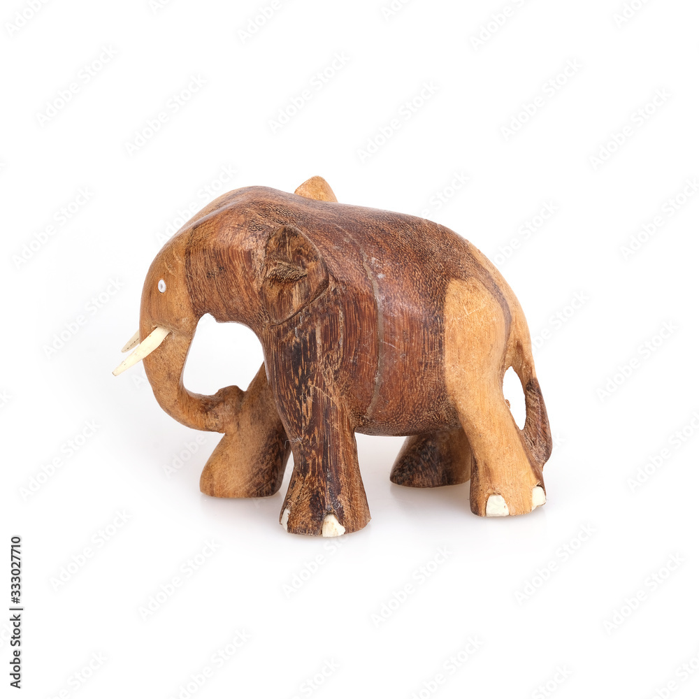 Souvenir wooden elephant Isolated on a white background