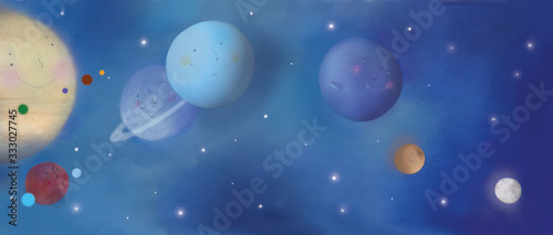 planets in the blue starry universe