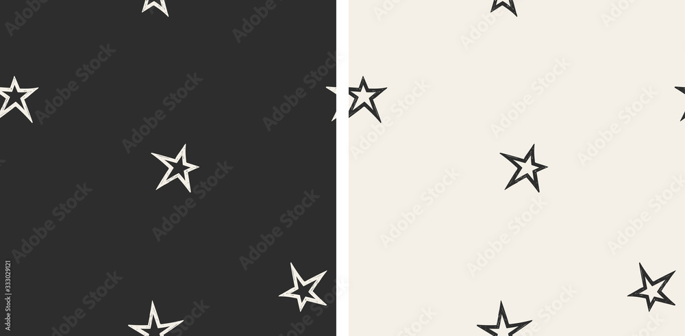 Set of 2 seamless pattern with night sky and stars. Vector background. Set of 2 seamless pattern with night sky and stars. Vector background.