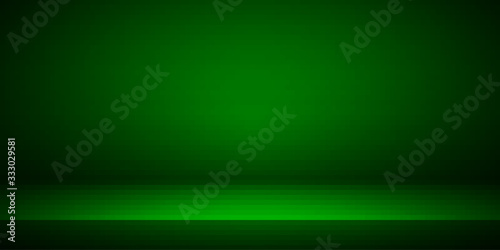 Empty green studio room interior. Clean workshop for photography or presentation. Vector illustration
