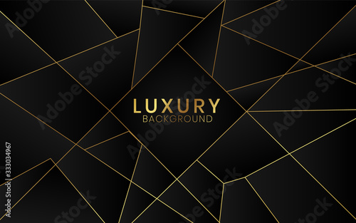 Abstract Black Polygon Artistic Geometric With Gold Line Background