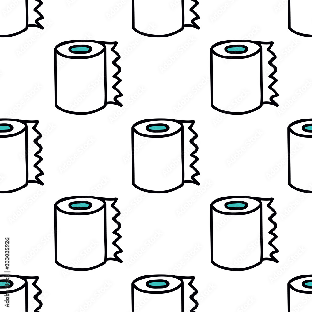 toilet paper seamless doodle pattern, vector illustration toilet paper seamless doodle pattern, vector illustration