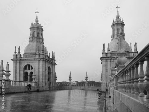 View from above through the Lisbon columns and the church of Santa Engracia.