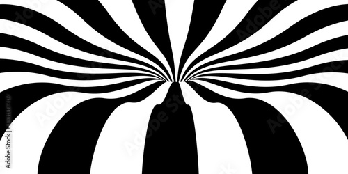 Vector abstract illustration of vortex with lines. Trendy 3d background in op art style, optical illusion.