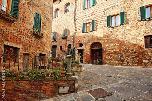 Obraz na plátne Beautiful Italian street of  small old provincial town