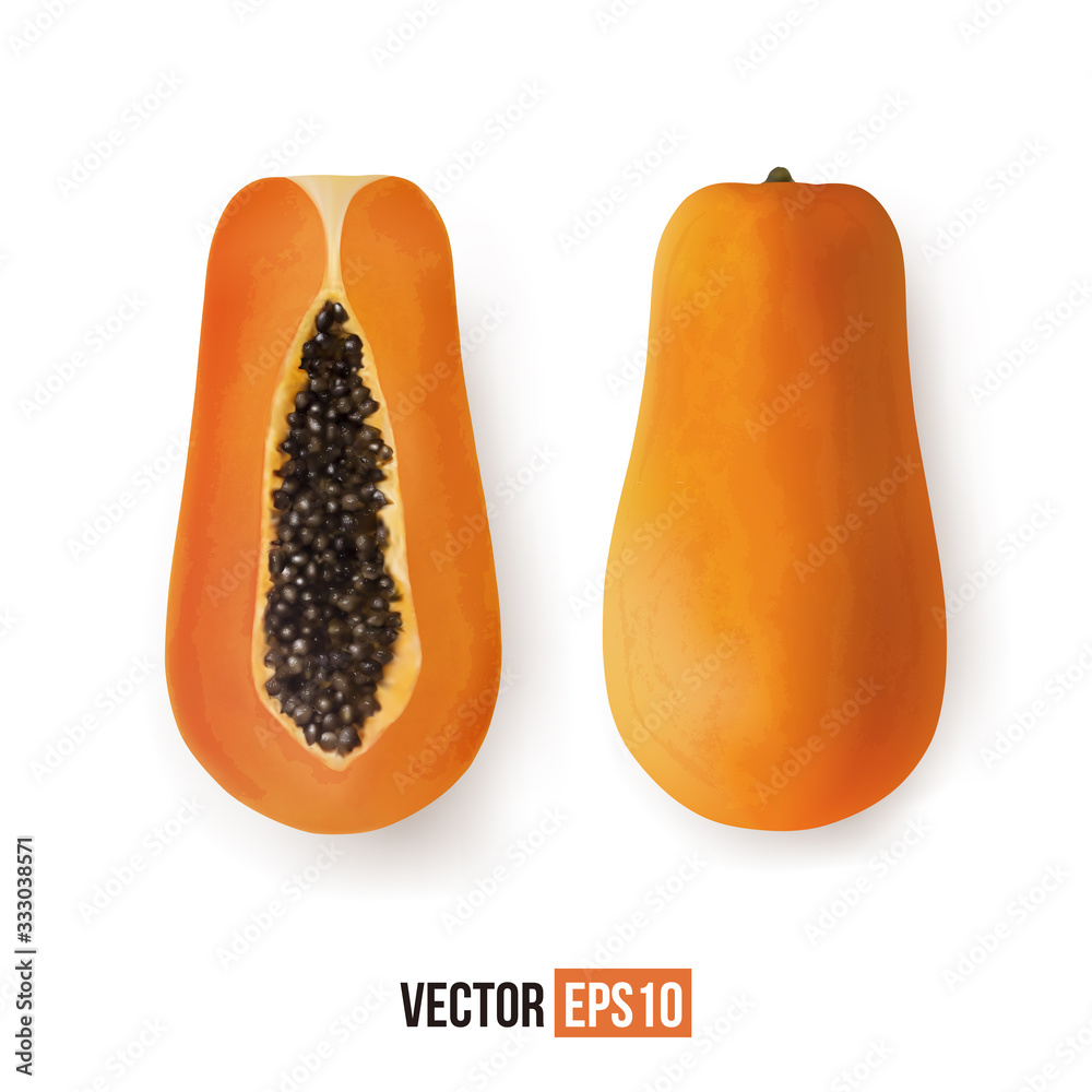 Papaya 3d realistic set. Vector illustration. Papaya 3d realistic set. Vector illustration.