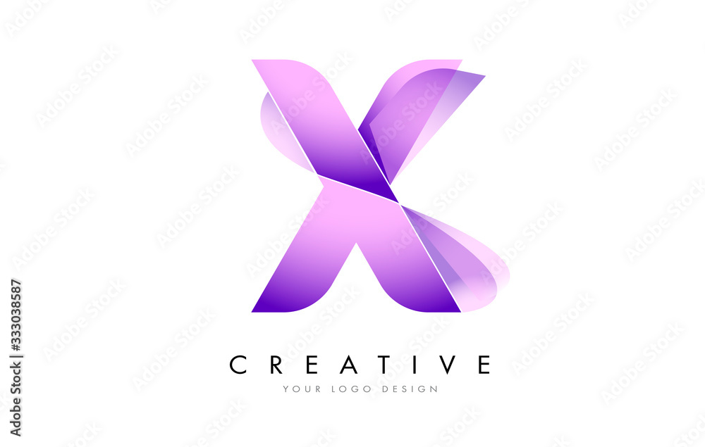 Letter X Logo Design with Satin texture and Fluid Look.