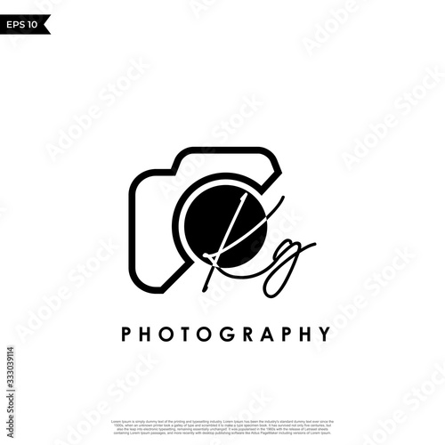 Initial Letter KG with camera. Logo photography simple luxury vector.