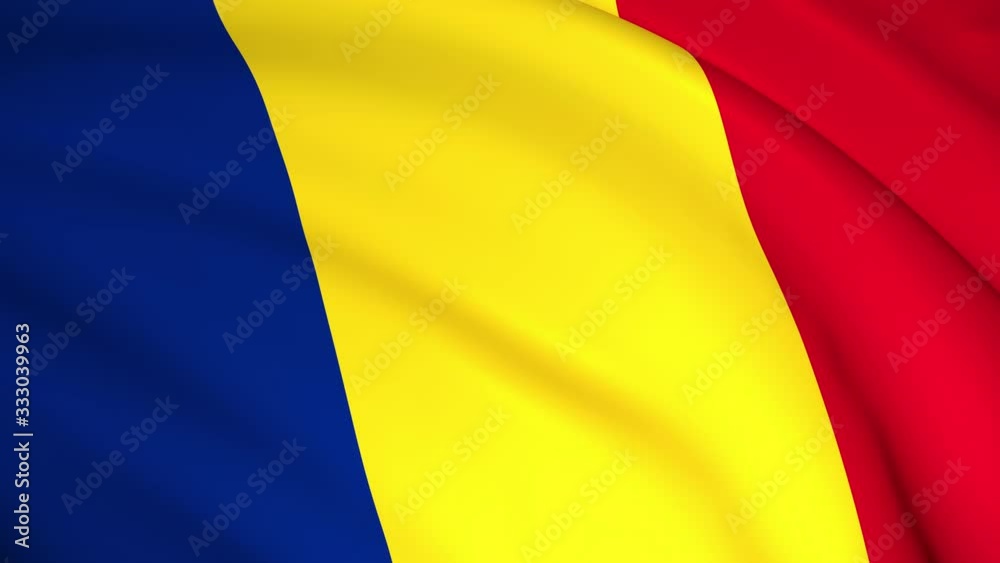 The national flag of Romania - 4K seamless loop animation of the Romanian flag. Highly detailed realistic 3D rendering The national flag of Romania - 4K seamless loop animation of the Romanian flag. Highly detailed realistic 3D rendering