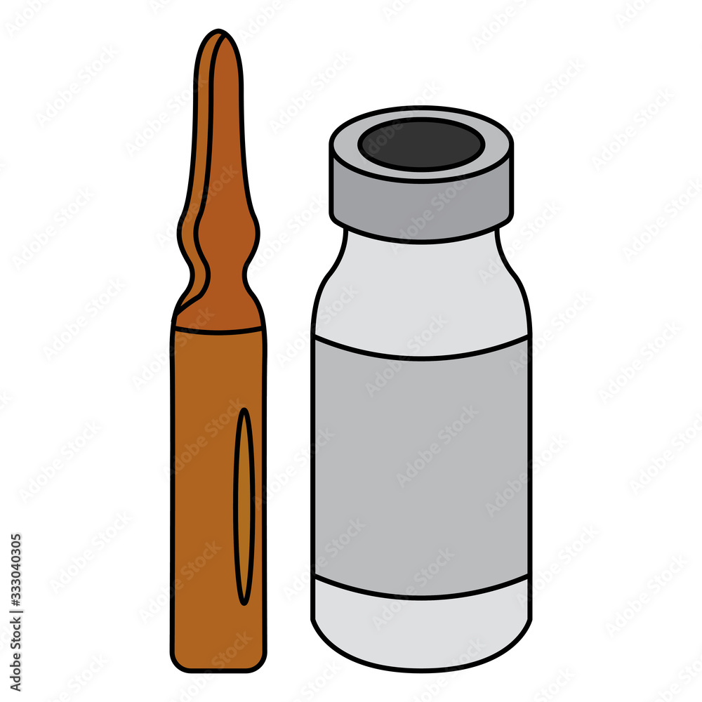 Isolated medical ampoules icons Isolated medical ampoules icons