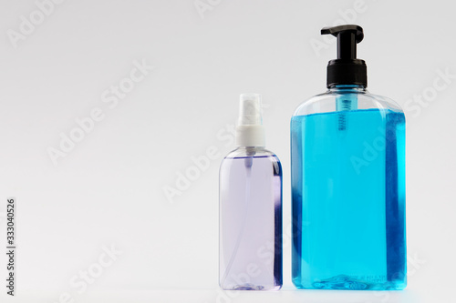 Sanitizer dispenser liquid soap bottle isolated on white background