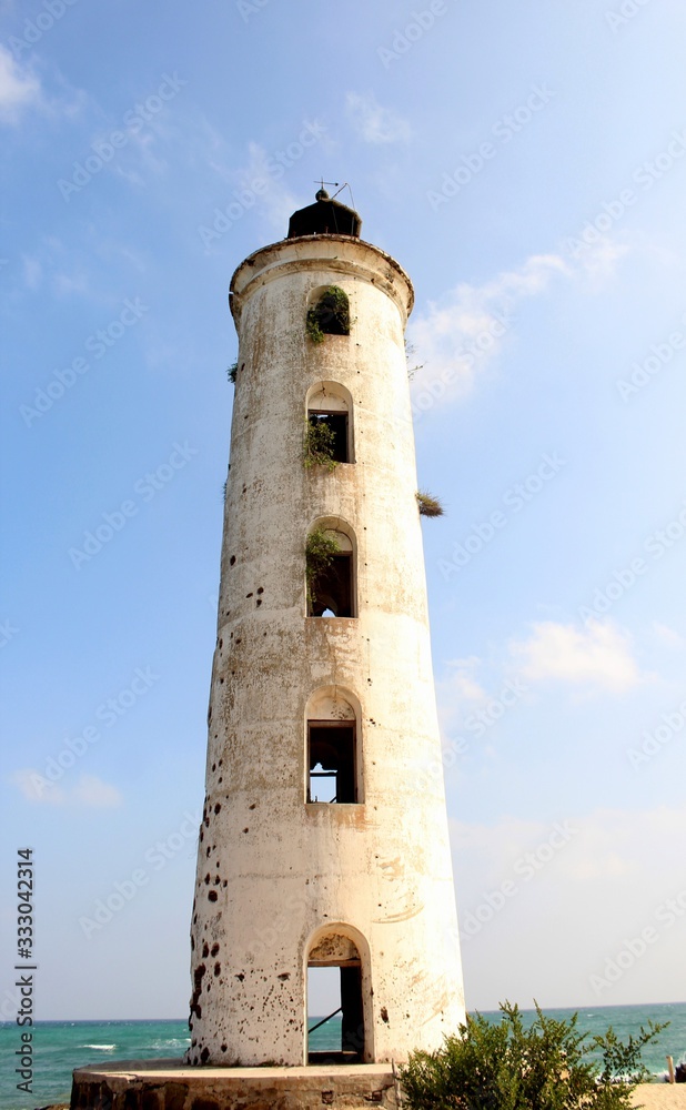 Abandoned old lighthouse due to LTTE terrorist attacks situated in sampur, trincomalee, Sri Lanka