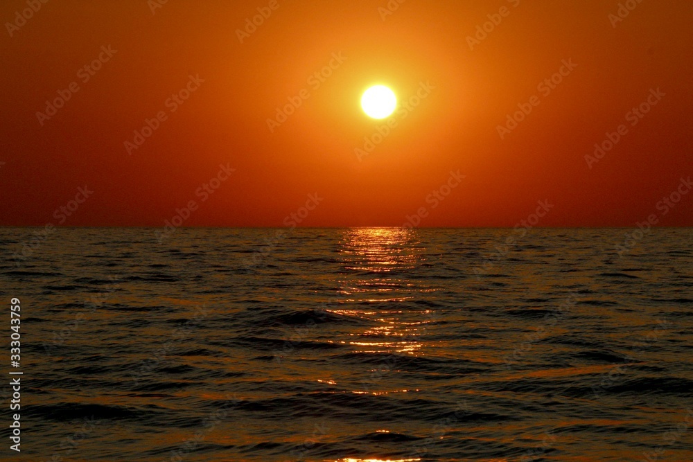 Coucher de soleil sur la mer des Caraibes
