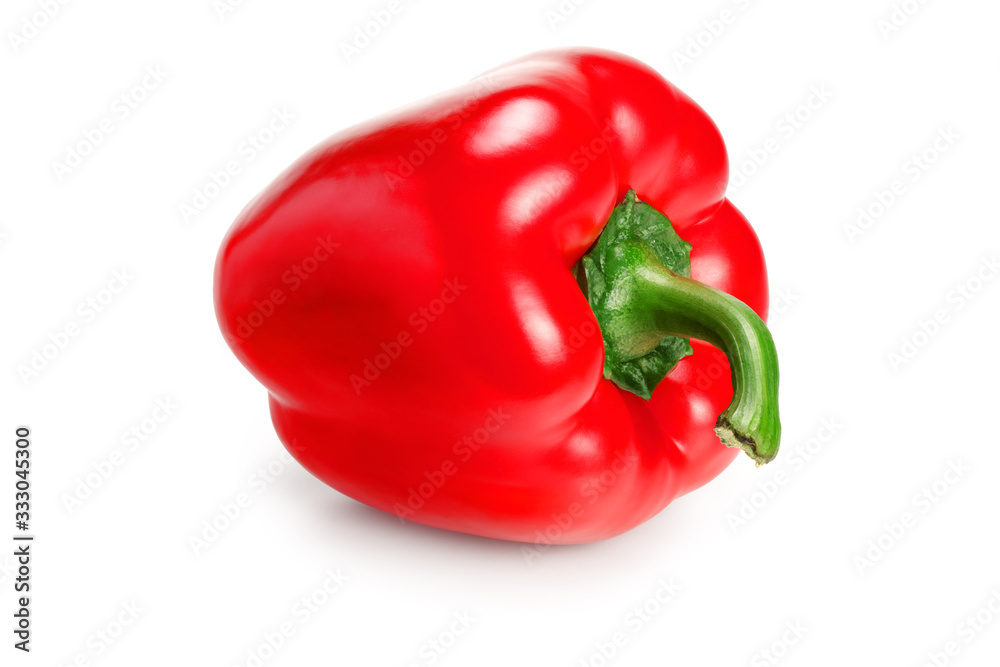 one red sweet bell pepper isolated on white background one red sweet bell pepper isolated on white background