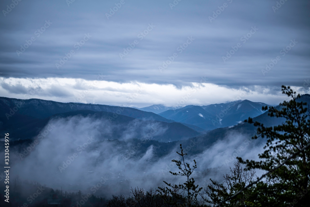 clouds over the mountains