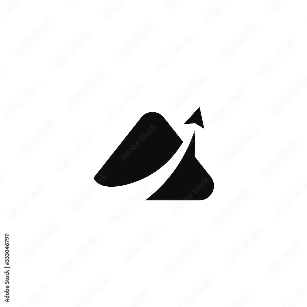 Mountain and rocket silhouette logo design Mountain and rocket silhouette logo design