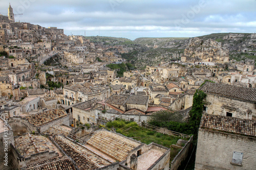 Overview of the Sassi di Matera of the Italian city of Matera, Basilicata, Italy