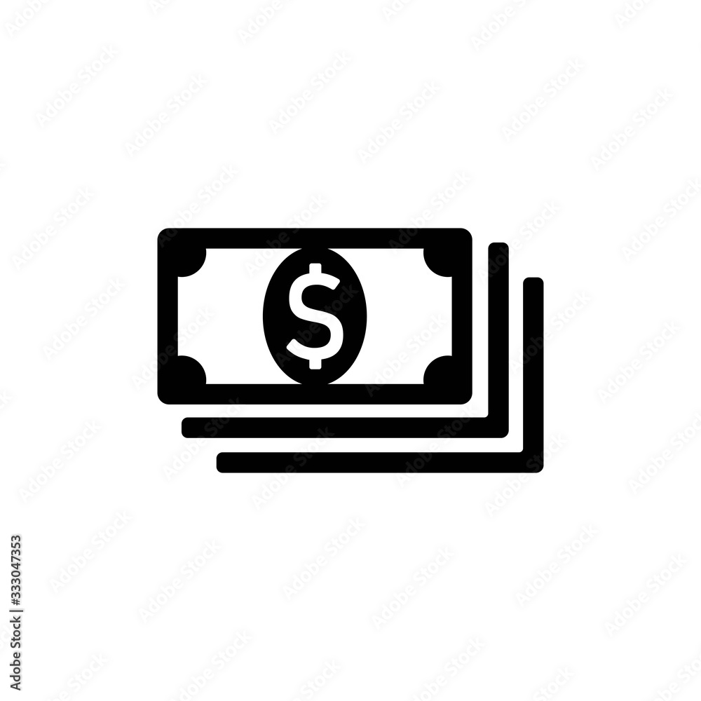 Money, banknote or dollar bill icon logo in black on isolated white background. EPS 10 vector. Money, banknote or dollar bill icon logo in black on isolated white background. EPS 10 vector.