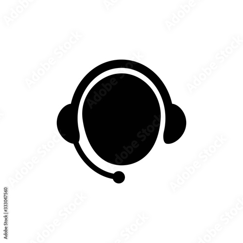 Customer, service support or communication with the operator icon in black on isolated white background. EPS 10 vector.