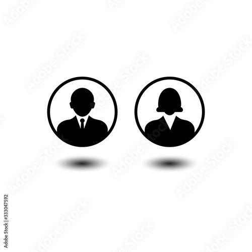 Free Download Human avatar man and women for web profile or person symbol or use sign icon in black on isolated white background. EPS 10 vector. - GFXLoad