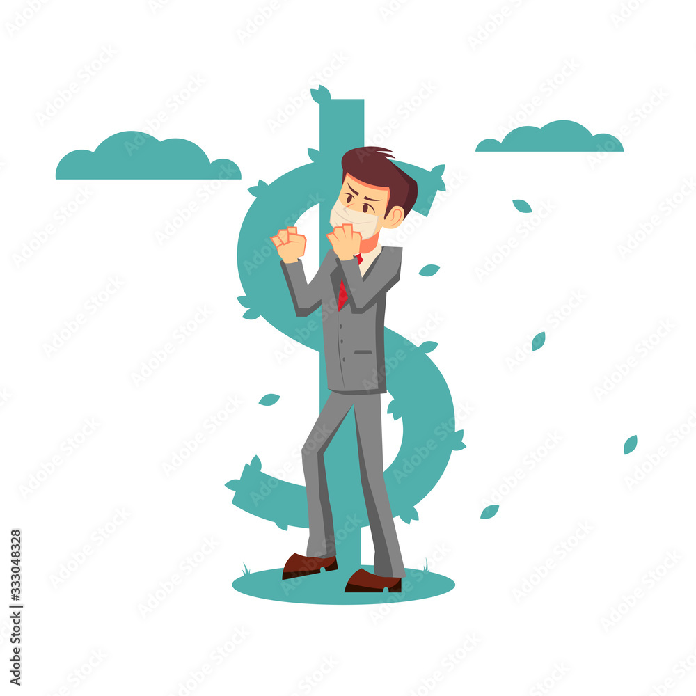 Businessman with mask standing and ready for battle. Color vector illustration Businessman with mask standing and ready for battle. Color vector illustration